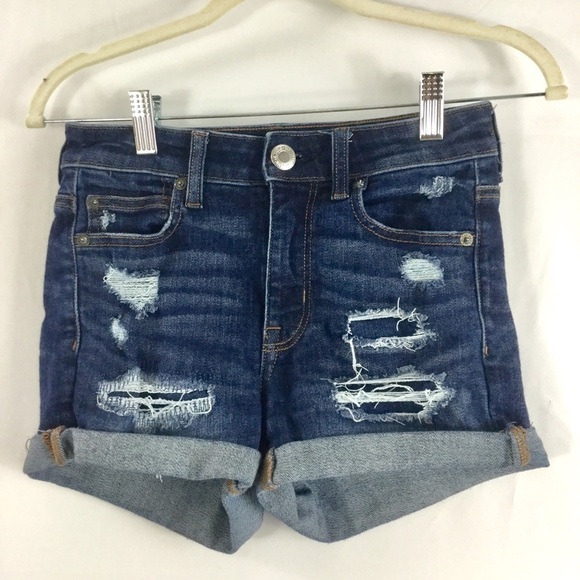 American Eagle Outfitters Distressed Hi Rise Shortie Size 0 - Picture 3 of 10